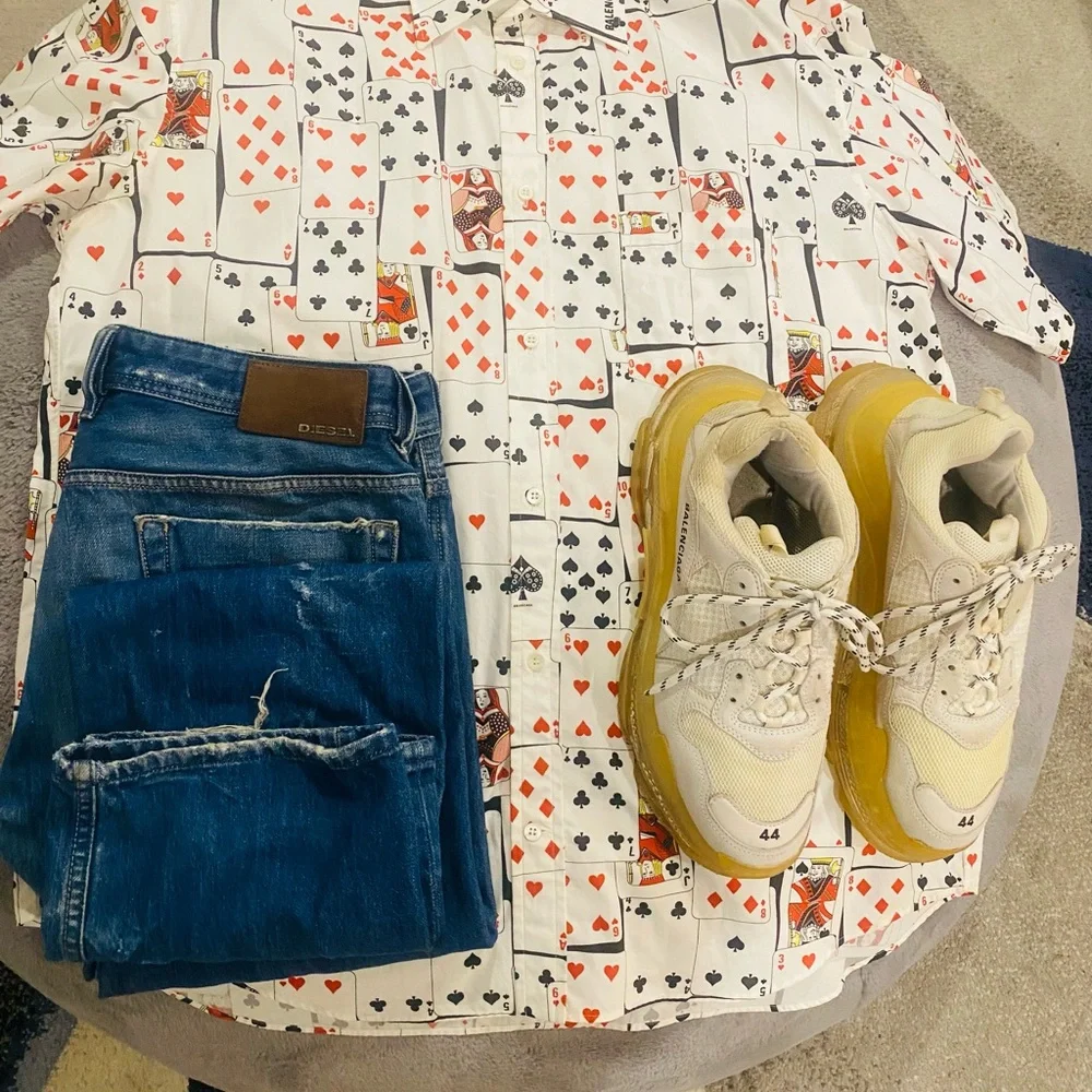 Balenciaga Red and Black Casual Button Down Shirt (Runway) - Picture 2 of 5